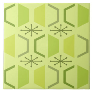Modern Hexagons Chartreuse i mitten Kakelplatta