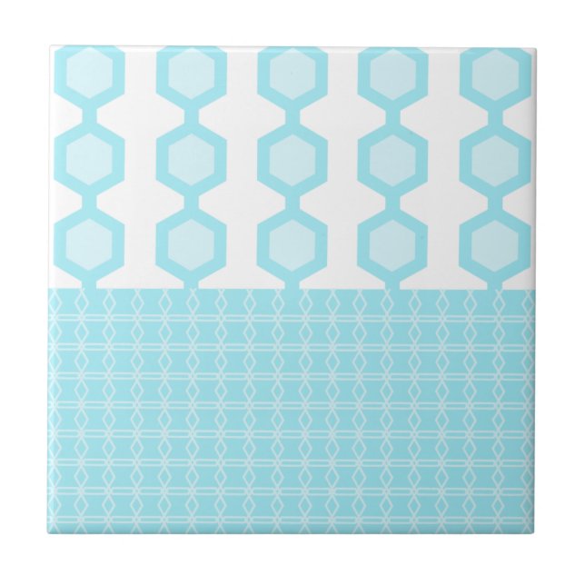 Modern Hexagons Pastel Baby blue för mittårhundrad Kakelplatta (Framsidan)