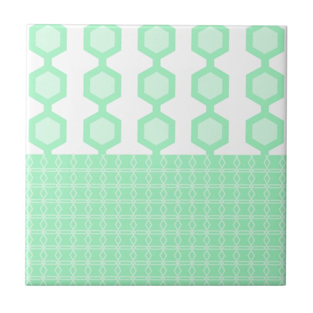 Modern Hexagons Pastel-Grönt i mitten av århundrad Kakelplatta (Framsidan)