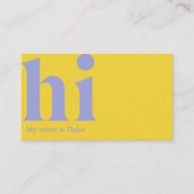 Modern "hi"-affärskort i gult och periwinkle