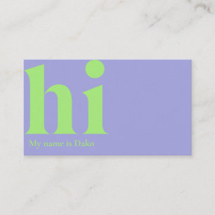 Modern "hi"-affärskort i periwinkle och kalk visitkort