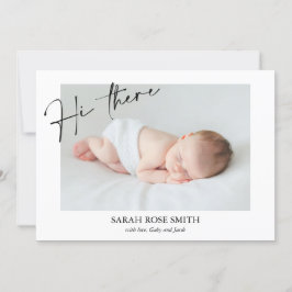 Modern Hi Där Calligraphy Birth-meddelande Inbjudningar
