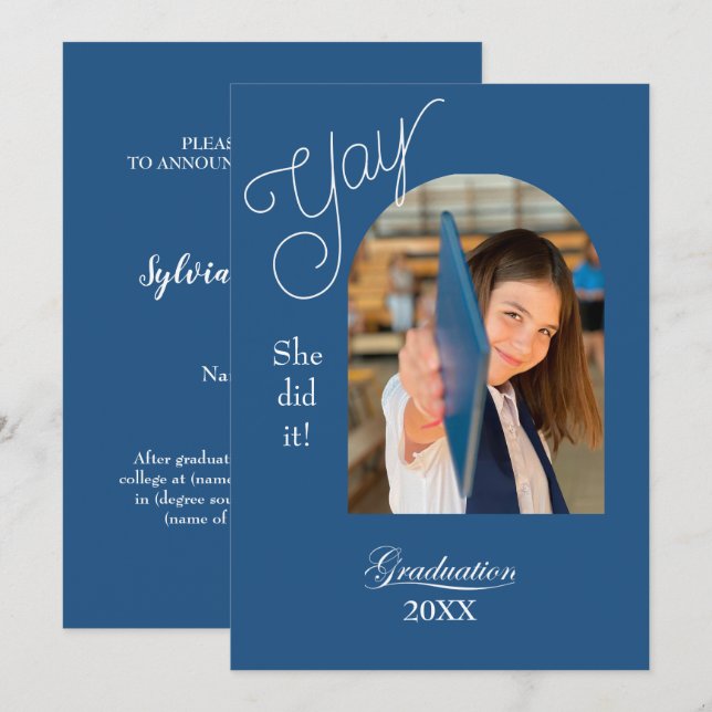 Modern High School Graduation Announcement - photo Kort (Fram/baksida)