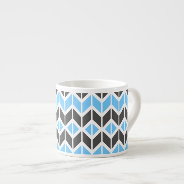 Modern Himlar Blue Mörk Grått Geometric Herringbon Espressomugg (Framsida höger)
