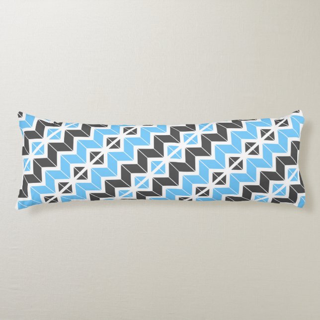 Modern Himlar Blue Mörk Grått Geometric Herringbon Kroppskudde (Framsidan)