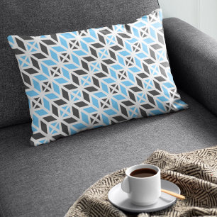 Modern Himlar Blue Mörk Grått Geometric Herringbon Lumbarkudde