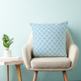 Modern Himlar Blue Moroccan Quatrefoil Mönster Kudde