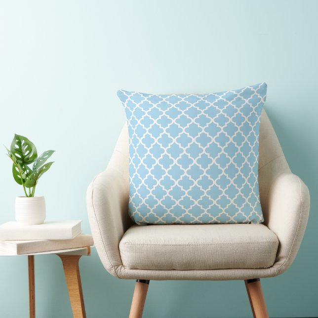 Modern Himlar Blue Moroccan Quatrefoil Mönster Kudde (Stol)