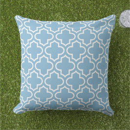 Modern Himlar Blue Moroccan Quatrefoil Mönster Kudde