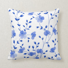 Modern Himlar Blue Watercolor-Blommigt Kudde