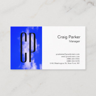 Modern Himlar Blue White Monogram-Professionell Visitkort