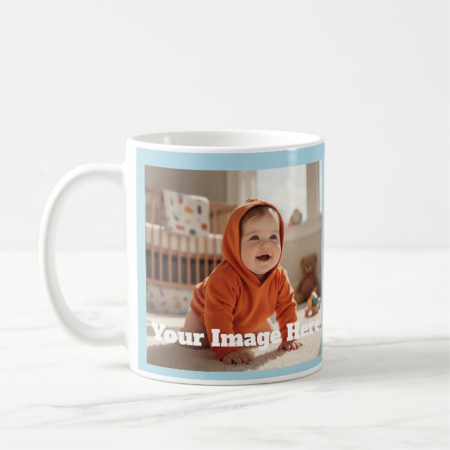 Modern Himmel Blue Anpassade Mugg (Vänster)