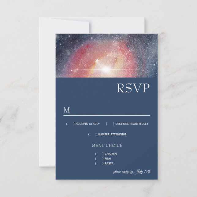 Modern Himmel Galaxy Blue Lila Red Menu OSA (Framsida)