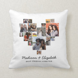 Modern hjärt 18 Photo Collage Best Friends Forever Kudde