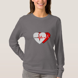 Modern hjärt- och framsida och baksida av kvinnor, t shirt