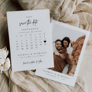 Modern Hjärt Spara Datum Kalender Foto Kort