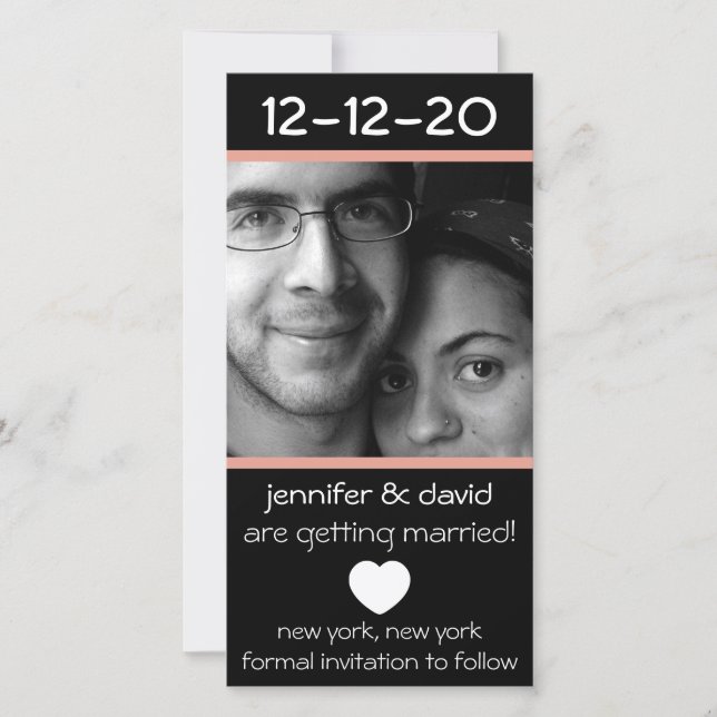 Modern hjärt-Spara datumet (persikor) Spara Datumet (Framsida)