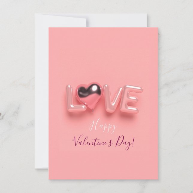  MODERN HJÄRTA ROSA VALENTINSDAG  ANTECKNINGSKORT (Framsida)