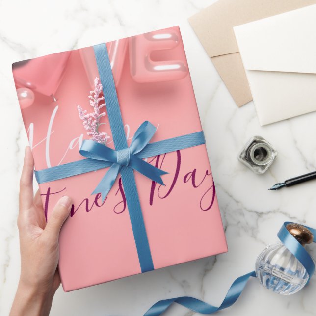  MODERN HJÄRTA ROSA VALENTINSDAG   PRESENTPAPPER (Gifting)