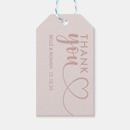 Modern hjärta Tack Calligraphy Rose Gold Cla Presentetikett