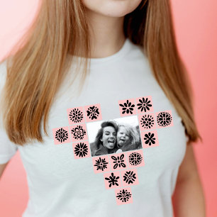 Modern hjärtblommor, minnesvärt foto T-Shirt