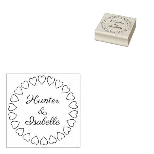 Modern Hjärtcirkelkrans Enkel Elegant Bröllop Stämpel