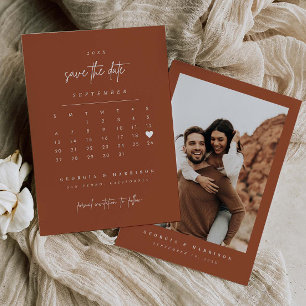 Modern hjärtformad Spara datum-kalender fotokort Datumet