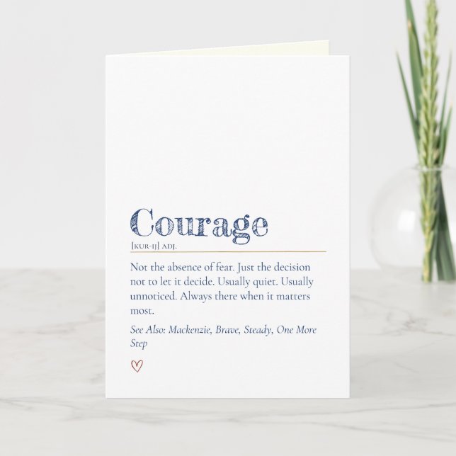 Modern hjärtlig uppmuntran Mod Definition Courage  Kort (Framsida)