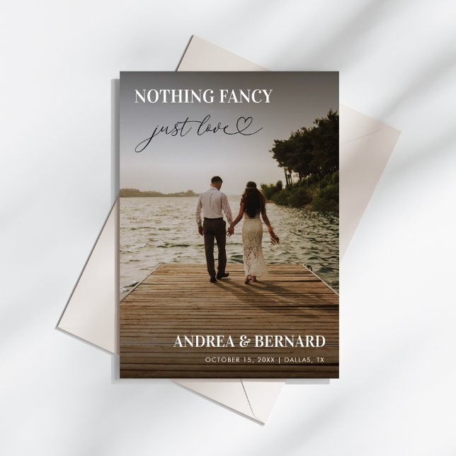 Modern hjärtskrift Inget fancy bara kärlek rymde Inbjudningar (Skapare uppladdad)