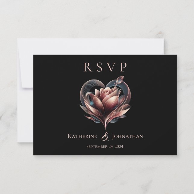 Modern hjärtstillestånd Rose Wedding OSA Kort (Framsida)