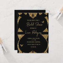 modern hjärtsvart och guld Möhippa Inbjudan