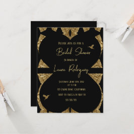 modern hjärtsvart och guld Möhippa Inbjudan