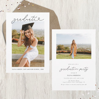 Modern hjärttypgrafi Studenten Inbjudningar