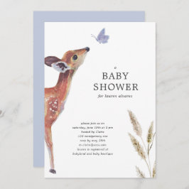 Modern Hjort Blue Boy Baby Shower-inbjudan Inbjudningar