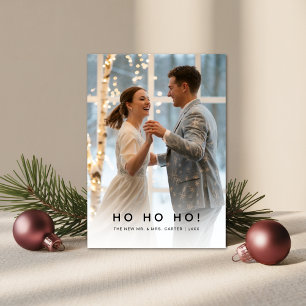 Modern Ho Ho Ho Nygift Vinterbröllop Julkort