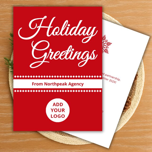 Modern Holiday Card | Upload Logo & Message Julkort (Skapare uppladdad)