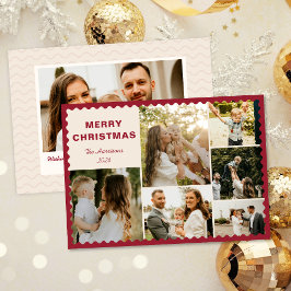 Modern Holiday Card with Photo Collage Inbjudningar