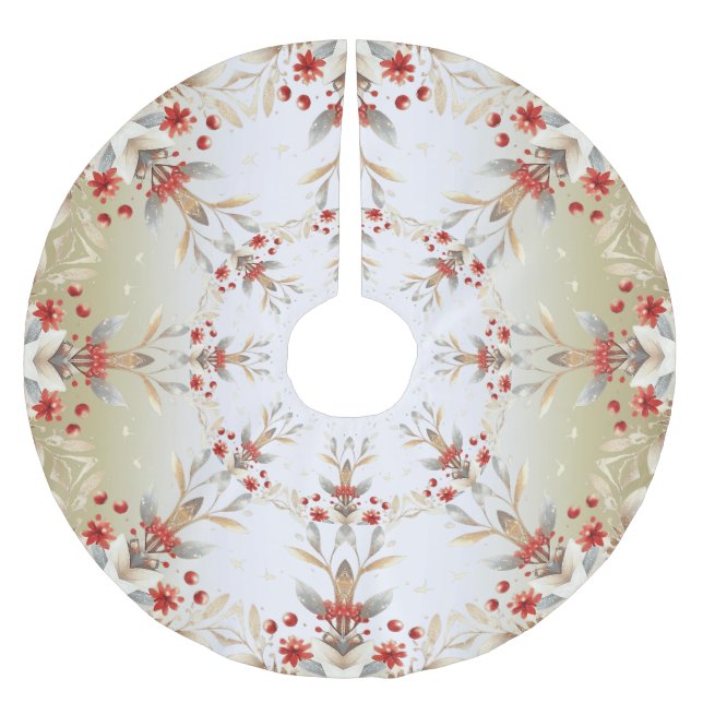 Modern Holiday Flowers Tree Skirt Julgransmatta Borstad Polyester (Framsidan)