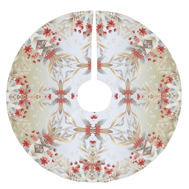 Modern Holiday Flowers Tree Skirt Julgransmatta Borstad Polyester (Framsidan)