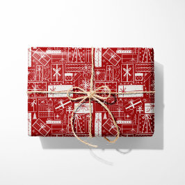 Modern Holiday Presents Red and White Presentpapper