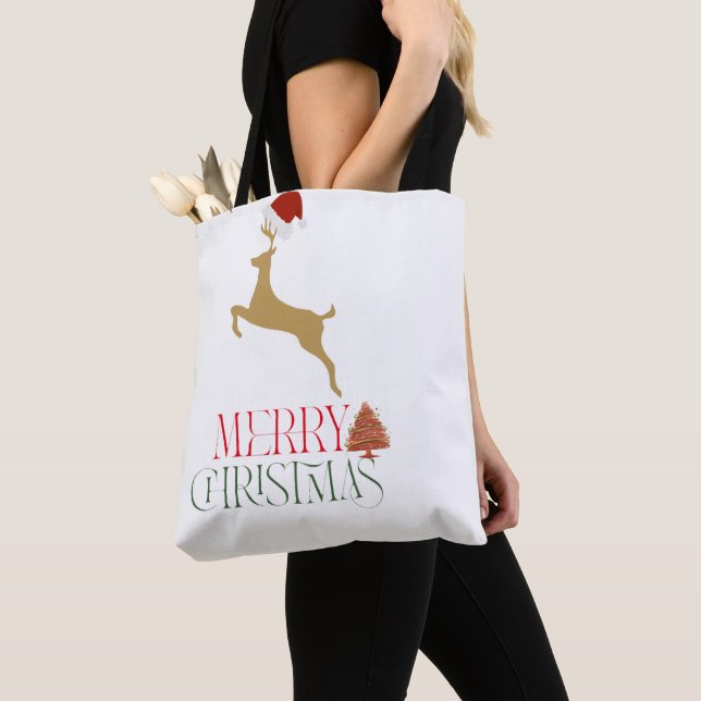 Modern Holiday Tote Bag Christmas Tygkasse (Närbild)