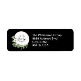 Modern Holiday Wreath Company logo black Green Returadress Etikett