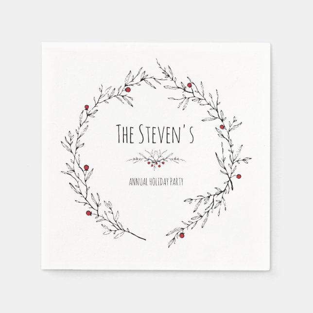 Modern, Holly Berry Helgdag Pappersservett (Framsidan)