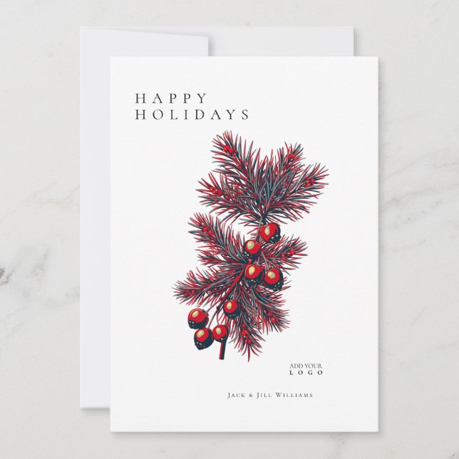 Modern Holly Berry Hope Poster korporerad jul Tack Kort (Framsida)