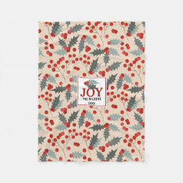 Modern Holly Berry jul Botanical Joy Family Fleecefilt