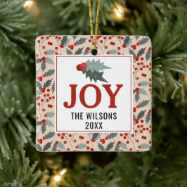 Modern Holly Berry jul Botanical Joy Family Julgransprydnad Keramik