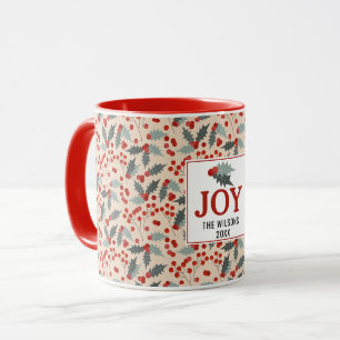 Modern Holly Berry jul Botanical Joy Family Mugg
