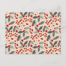 Modern Holly Berry jul Botanical Mönster Helg Vykort