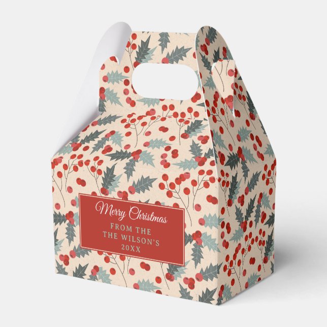 Modern Holly Berry jul Botanical Mönster Presentaskar (Framsidan Sidan)