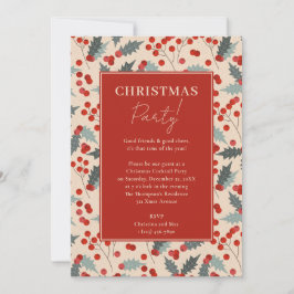 Modern Holly Berry jul Party Inbjudningar
